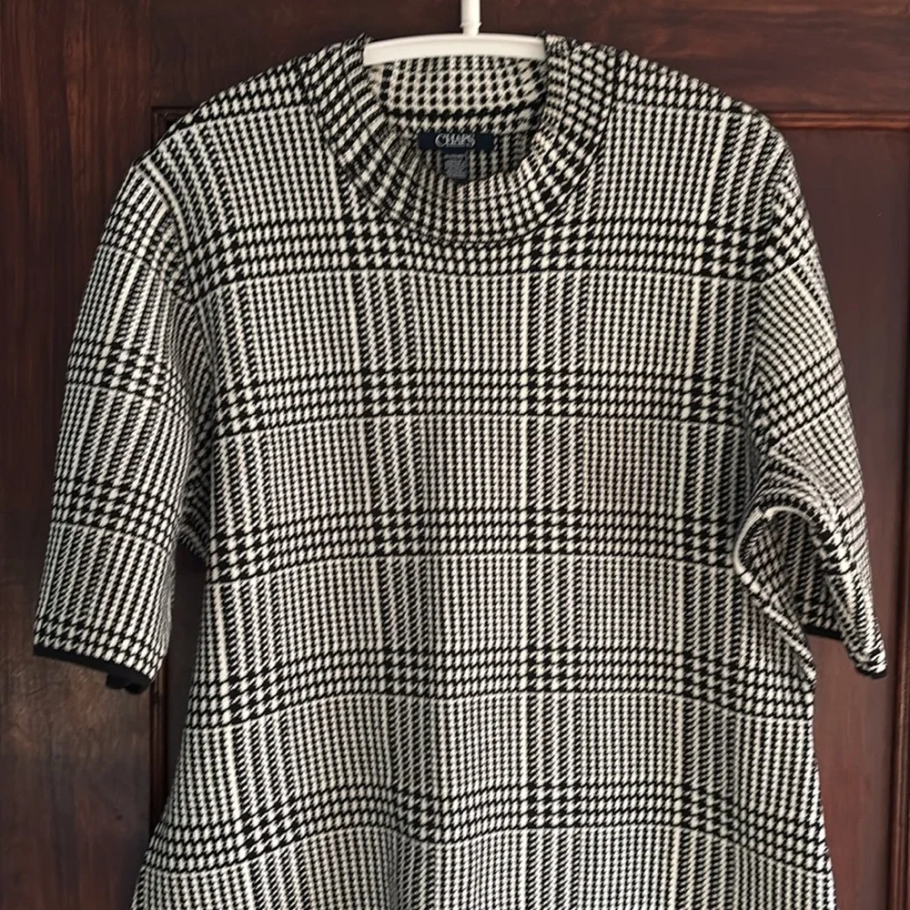 Chaps Black and White Checkered Midi Dress - Picture 2 of 4